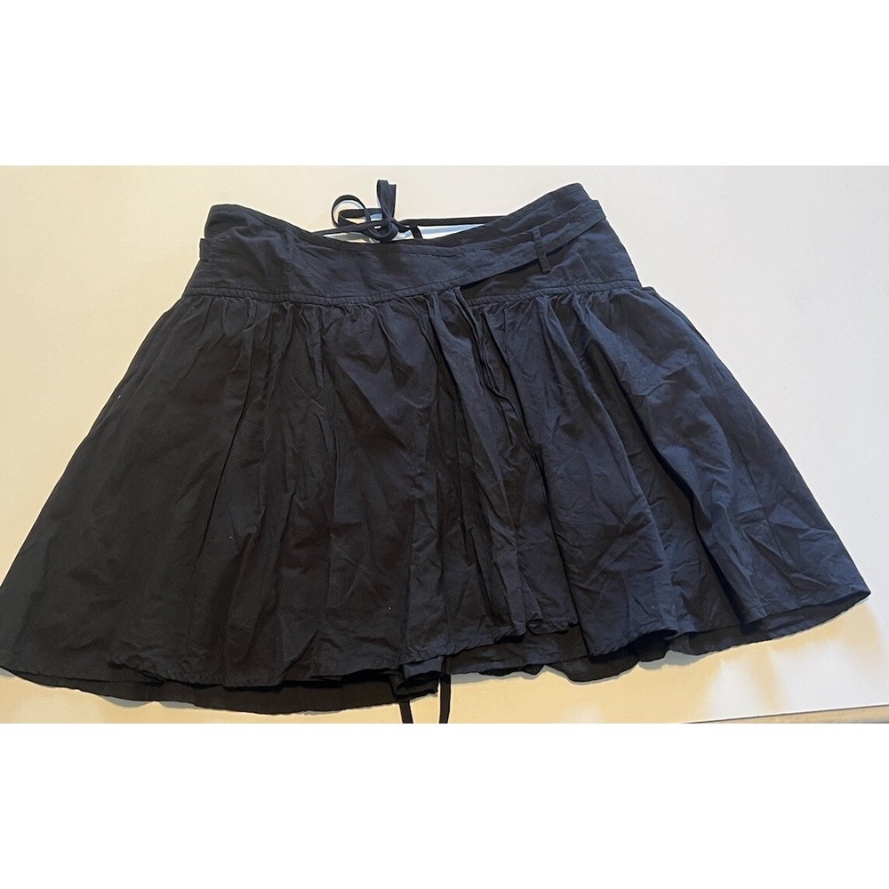 ANTHROPOLOGIE‎ MAEVE WOMENS SKIRT SIZE 4 WRAP BLACK SHORT COTTON BLEND